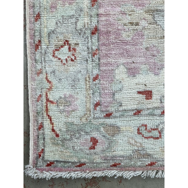 1980s Turkish Oushak Pink Wool Runner 2’9” X 11’8” For Sale - Image 5 of 6