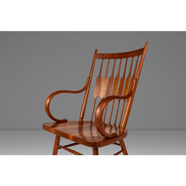 Set of Four (4) Mid-Century Modern Windsor "Centennial" Dining Armchairs in Solid Walnut Attributed to Kipp Stewart for Drexel, Usa, C. 1960's For Sale - Image 10 of 18