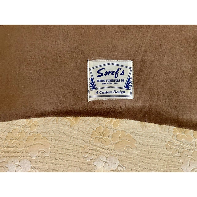 VTG 1960’s, (3) Piece, Curvy, Custom-Designed Sectional, by Soref’s, With a Tufted Creamy-Golden Upholstery, Sculpted Back, Original Vinyl Protectors For Sale - Image 12 of 12