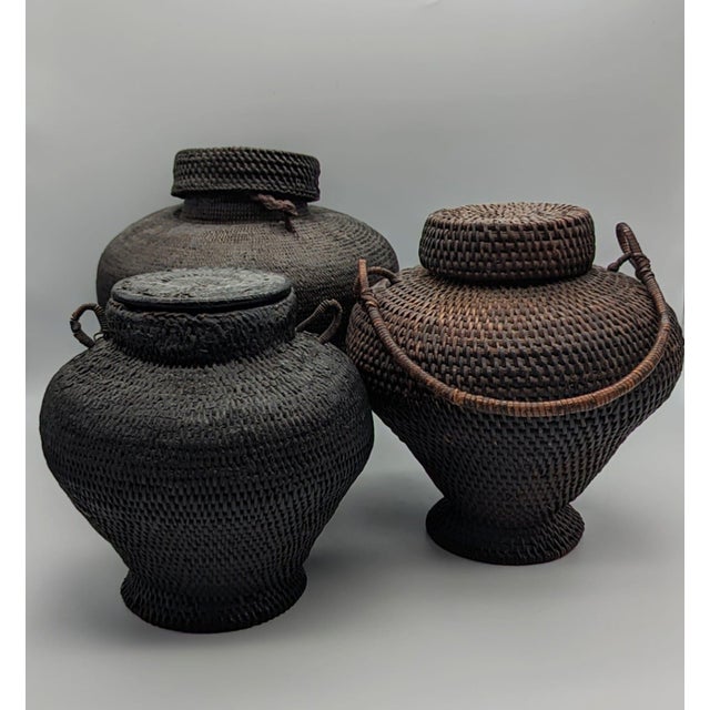 Tribal Vintage Philippine Rice Baskets, Set of 3 For Sale - Image 3 of 11