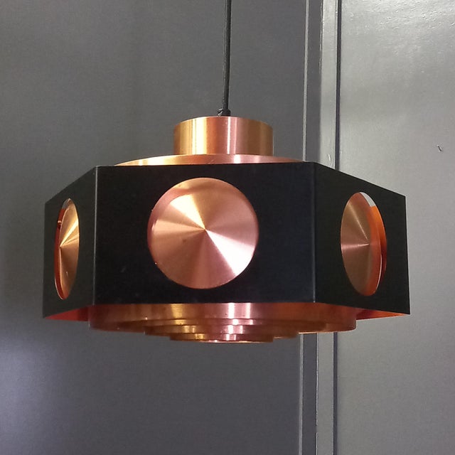Vintage Space Age Copper Ceiling Lamp by Birger Hammerstad, 1960 For Sale - Image 9 of 14