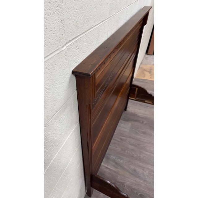 Antique Full Size Late 19th Century Victorian Eastlake Walnut Bed For Sale - Image 10 of 12