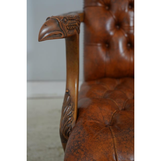 Georgian Tufted Leather Carved Arm Chair For Sale - Image 11 of 18