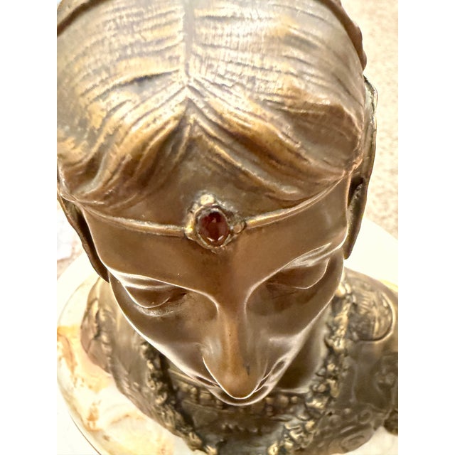 19th-Century Grande Dame Patricienne Florentine Au XVIme Siècle Roland Grange-Colombo Bronze & Marble Bust For Sale - Image 11 of 11