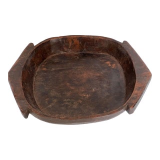 Antique Carved Wooden Dough Bowl Primitive Wood Trencher Tray Rustic Home Decor For Sale