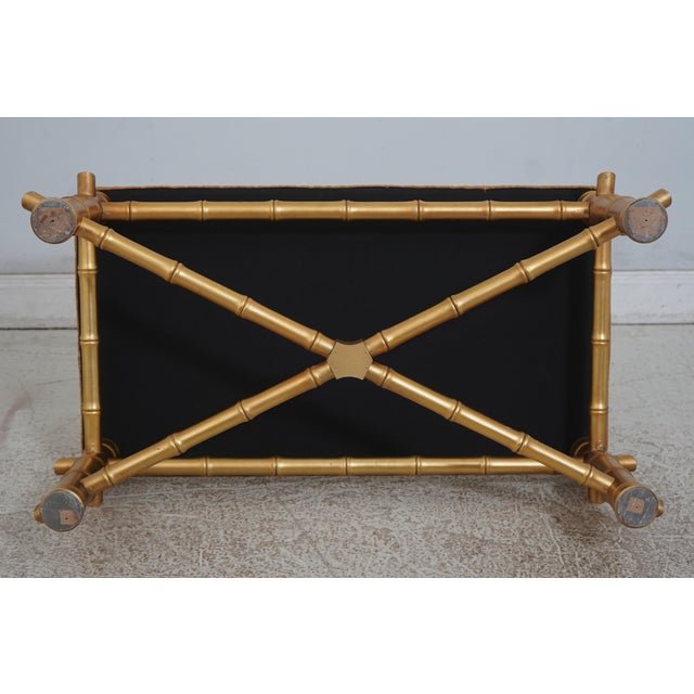Decorator Newly Upholstered Gold Bamboo Form Bench For Sale - Image 12 of 12