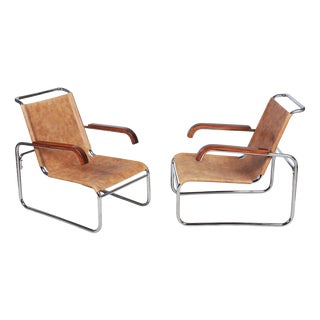 Czech Bauhaus Chrome Armchairs attributed to M. Breuer for Thonet, 1920s, Set of 2 For Sale