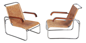 Czech Bauhaus Chrome Armchairs attributed to M. Breuer for Thonet, 1920s, Set of 2