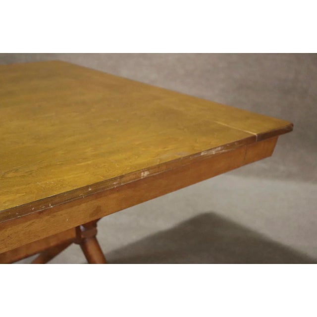 Mid-Century Trestle Base Dining Table For Sale - Image 4 of 12
