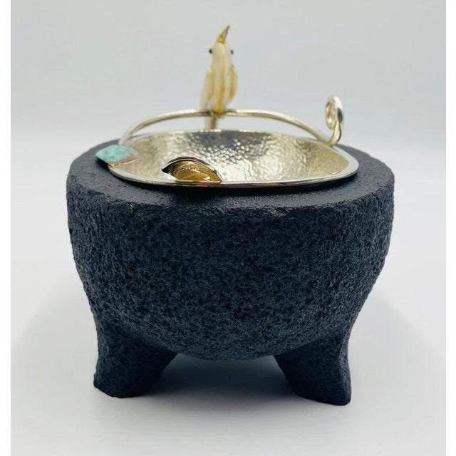 Emilia Castillo Cockatoo Silver Bowl With Volcanic Rock Base, 1980s For Sale - Image 10 of 18