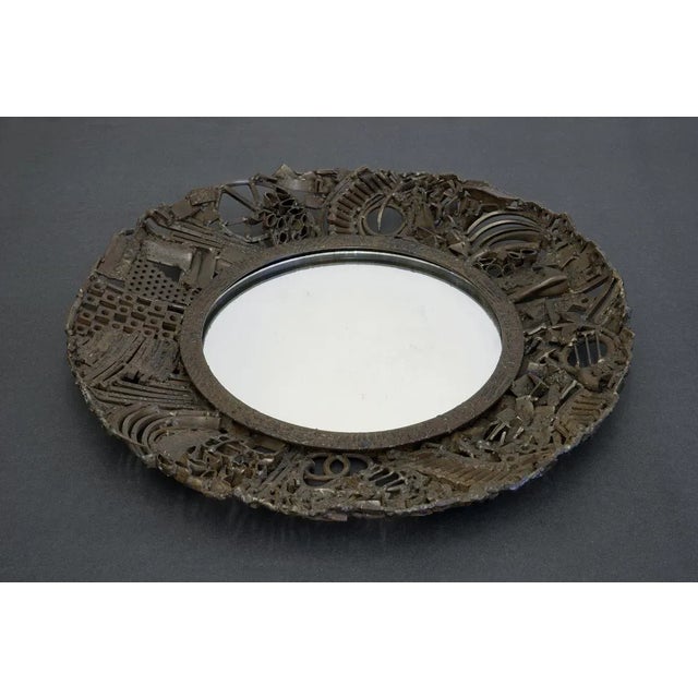 Brutalist Rusted Steel Mirror, 1950s, in Very Good conditions. Designed 1950 to 1959