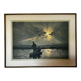 Les Kouba Signed Artist’s Proof “Daybreak on the Marshes,” Original Abercrombie & Fitch Label, Circa 1985 For Sale
