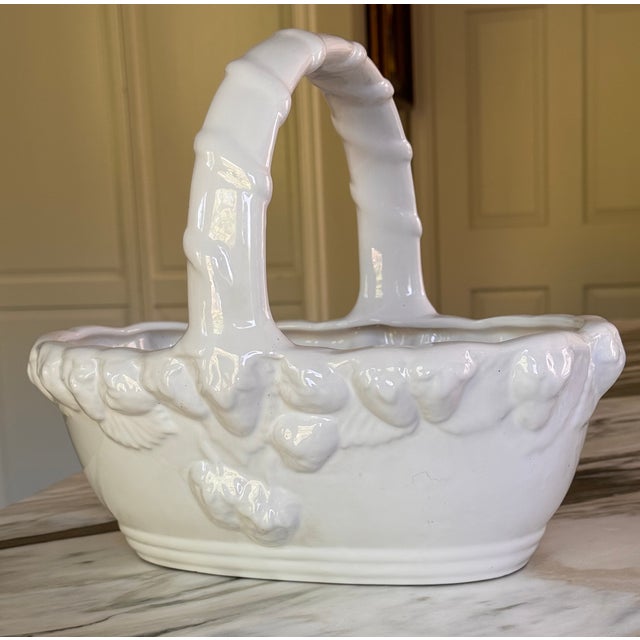 Late 20th Century Made in Portugal Vintage Strawberry Motif Ceramic Basket For Sale - Image 5 of 14