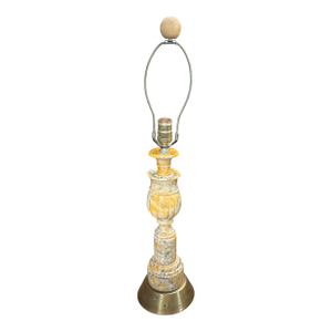 Early 20th Century Peach Colored Marble Vintage Hand Carved Italian Lamp