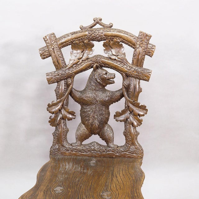Brown Antique Black Forest Carved Bear Chair, Brienz, Circa 1880s For Sale - Image 8 of 12