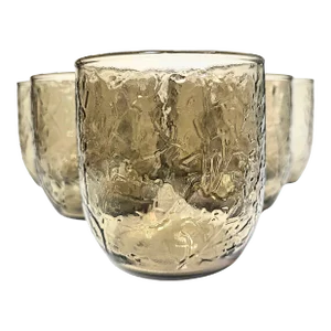 Pressed Brown Leaf Lowballs- Set of Six