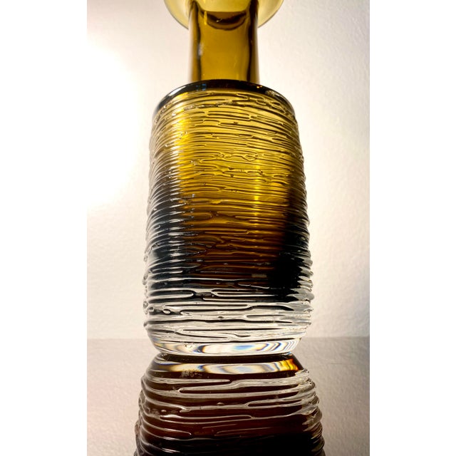 Glass Olive-Topaze Glass Vase by Bengt Edenfalk for Skruf, 1960s For Sale - Image 7 of 16