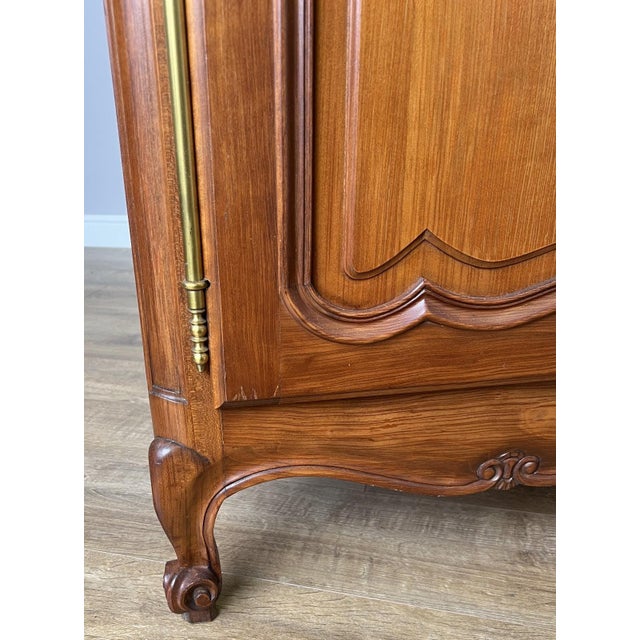 Vintage French Louis XVI Style Carved Oak 4-Door Armoire For Sale - Image 9 of 12