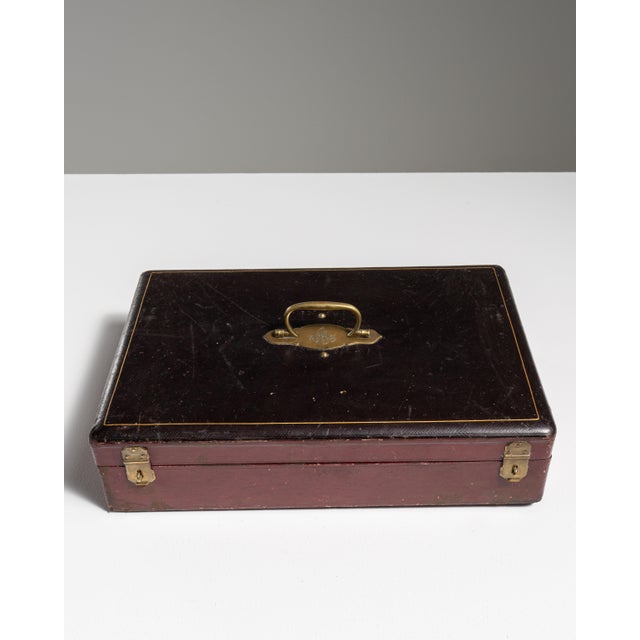 Early 20th Century Burgundy French Silverware Box For Sale - Image 14 of 15