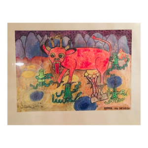 1960s Outsider Folk Art Original Painting Signed