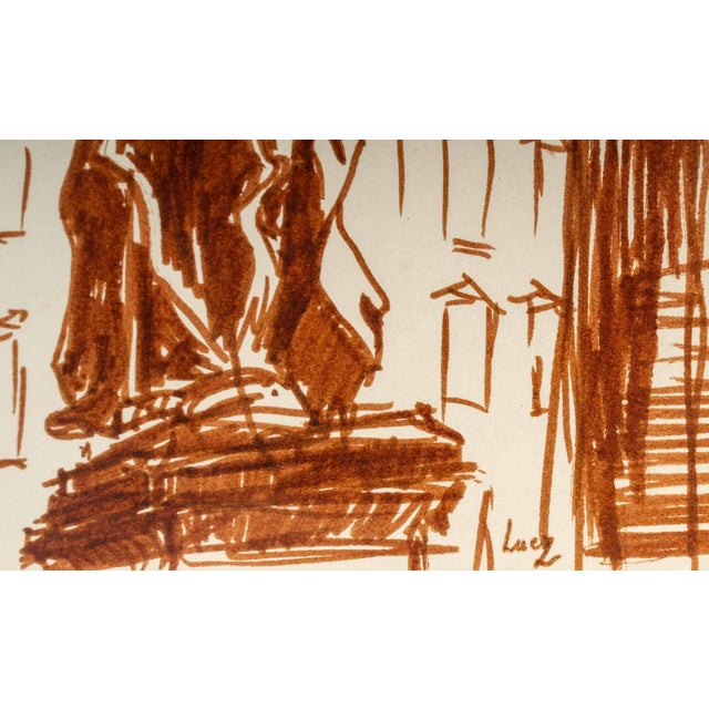Ochre Felt,Tip Drawing by Luez, 20th Century For Sale - Image 5 of 7