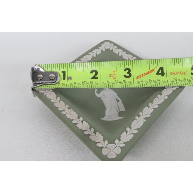 Wedgwood Green Jasperware Diamond Shaped Trinket Ring Dish Made in England 4981b For Sale - Image 12 of 13