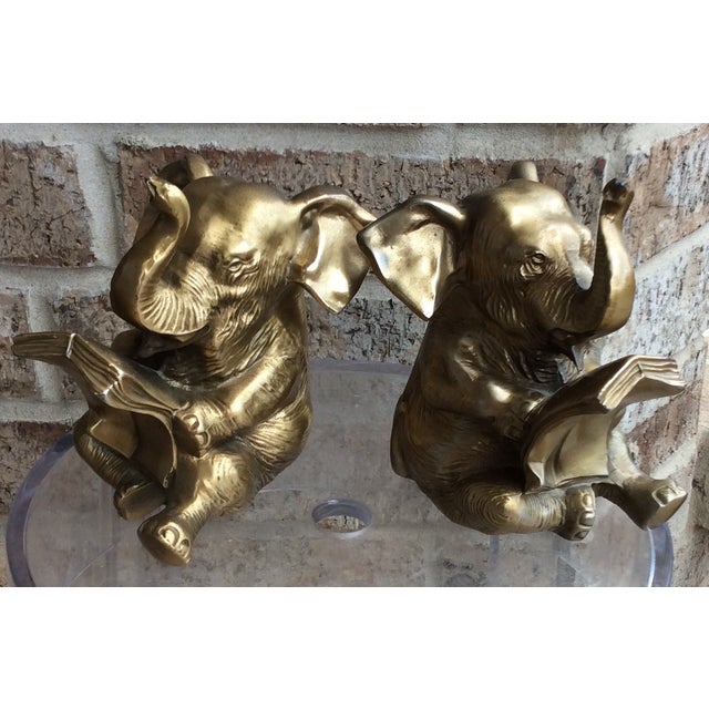 Vintage Brass Cast Metal Elephant Bookends a Pair Chairish