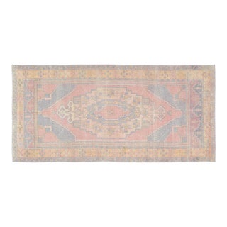 Vintage Turkish Oushak Hand Knotted Rug With Organic Wool and Soft Texture,4'2"X9' For Sale