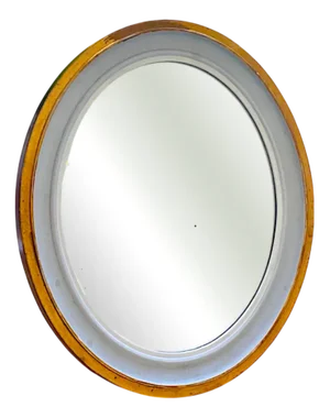 Vintage Oval Table Mirror with Wooden Frame, 1970s