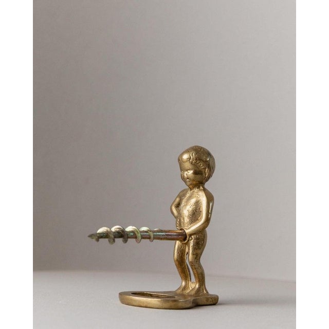 Gold Mid-Century Metal Bottle Opener Boy Figurine, Italy, 1960s For Sale - Image 8 of 13