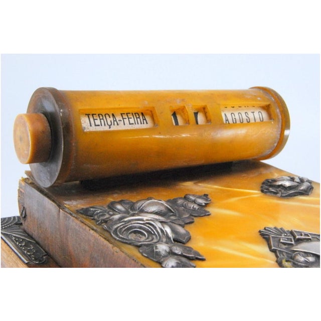 Silver Wooden and Bakelite Notepad Holder with Silver Applications For Sale - Image 8 of 12