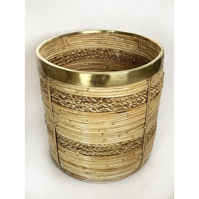 Boho Chic Vintage French Rush Basket, 1960 For Sale - Image 3 of 13