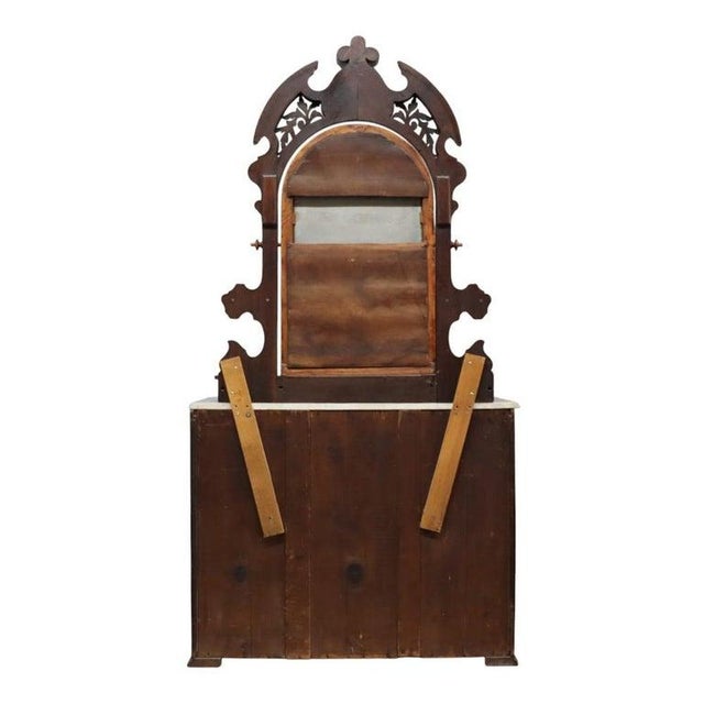 Carved Walnut Marble Top 3 Drawer Dresser With Extra Hidden Drawer C1880 For Sale - Image 12 of 12