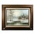 Late 20th Century Signed R. Shelton Winter Cabin Oil Painting, Carved Wood Frame For Sale