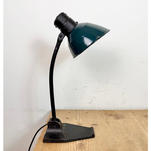 Vintage German Bauhaus Petrol Enamel Table Lamp from Schaco, 1930s For Sale - Image 18 of 18