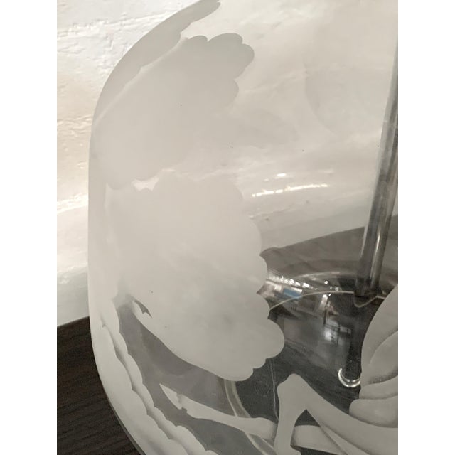 Glass 1960s Etched Glass Lamps - a Pair For Sale - Image 7 of 15