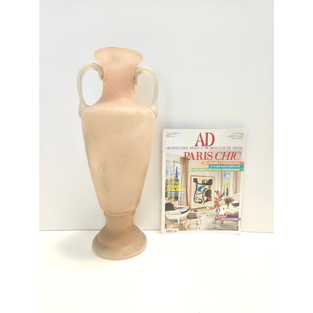 Mid-Century Modern Peach Pink and White Scavo Glass Amphora Vase from Seguso, 1960s For Sale - Image 3 of 13