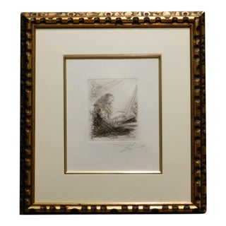1960s Dali Faust Vignettes Faust Lisant H/ Signed Num Etching Dali Archives Certified For Sale