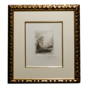 1960s Dali Faust Vignettes Faust Lisant H/ Signed Num Etching Dali Archives Certified