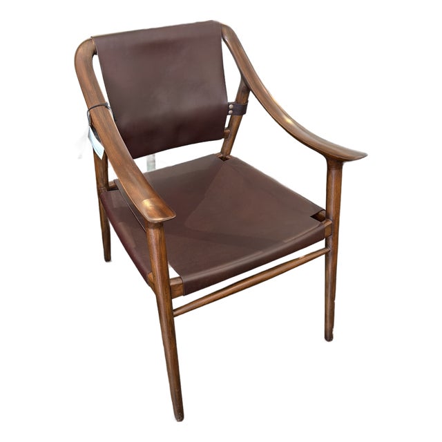 Alfonso Marina Montholier Leather Wood Chair For Sale