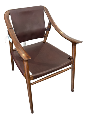 Alfonso Marina Montholier Leather Wood Chair