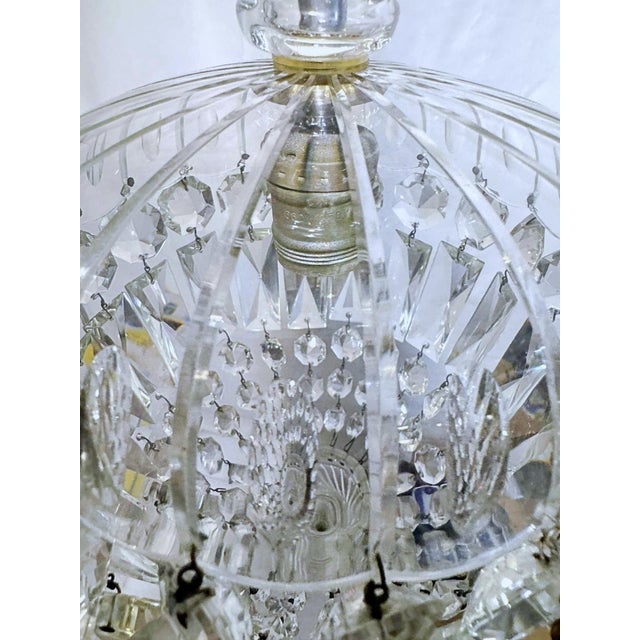 1960s Antique Crystal Basket-Style Pendant Chandelier For Sale - Image 5 of 8