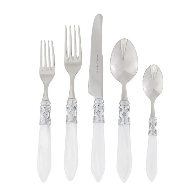 VIETRI Aladdin Brilliant Flatware White Five-Piece Place Setting For Sale - Image 10 of 10