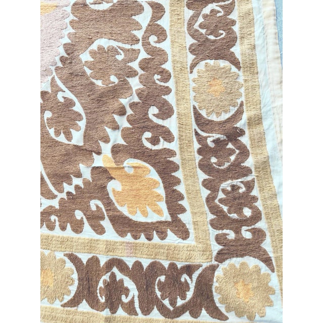 Hand-Embroidered Uzbekistan Suzani Tablecloth For Sale - Image 4 of 6