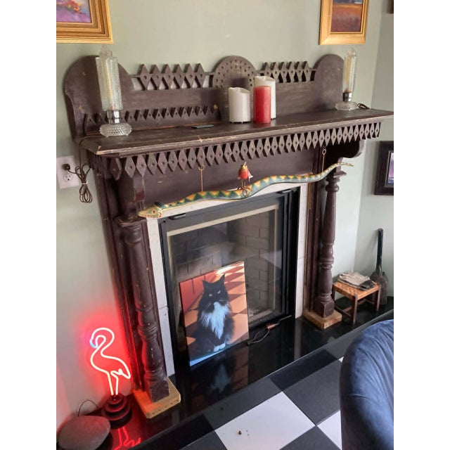 Early 20th C. Folk Art Pine Mantle For Sale - Image 17 of 18