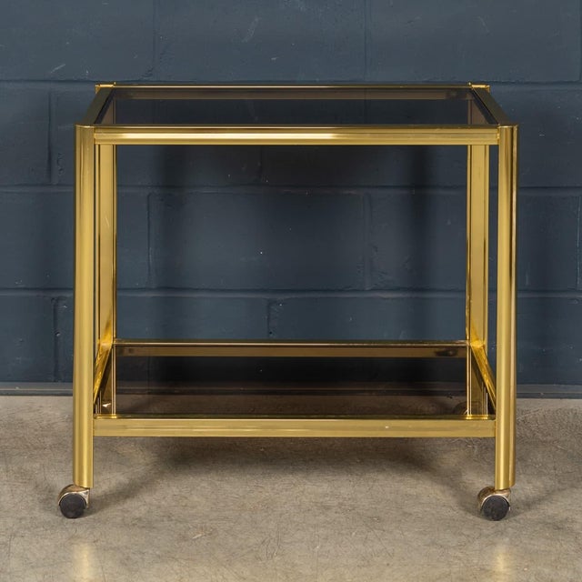 Vintage 20th Century French Gilt Brass Drinks Trolley attributed to Maison Jansen, 1970s For Sale - Image 6 of 18