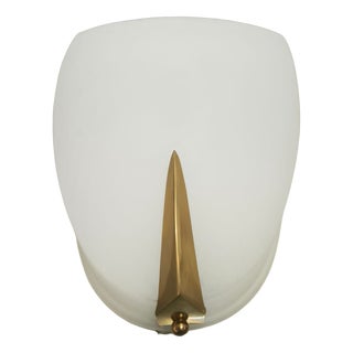 Rationalist Wall Light in White Glass, 1940s For Sale