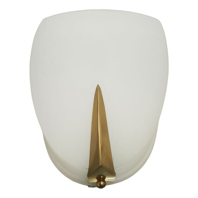 Rationalist Wall Light in White Glass, 1940s For Sale