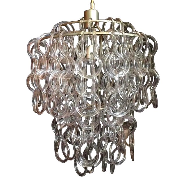 1970s Vintage Giogali 50 Murano Glass Loop Chandelier For Sale