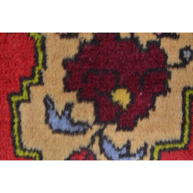 Red Turkish Anatolian Hand Knotted Rug in Red and Yellow For Sale - Image 8 of 9